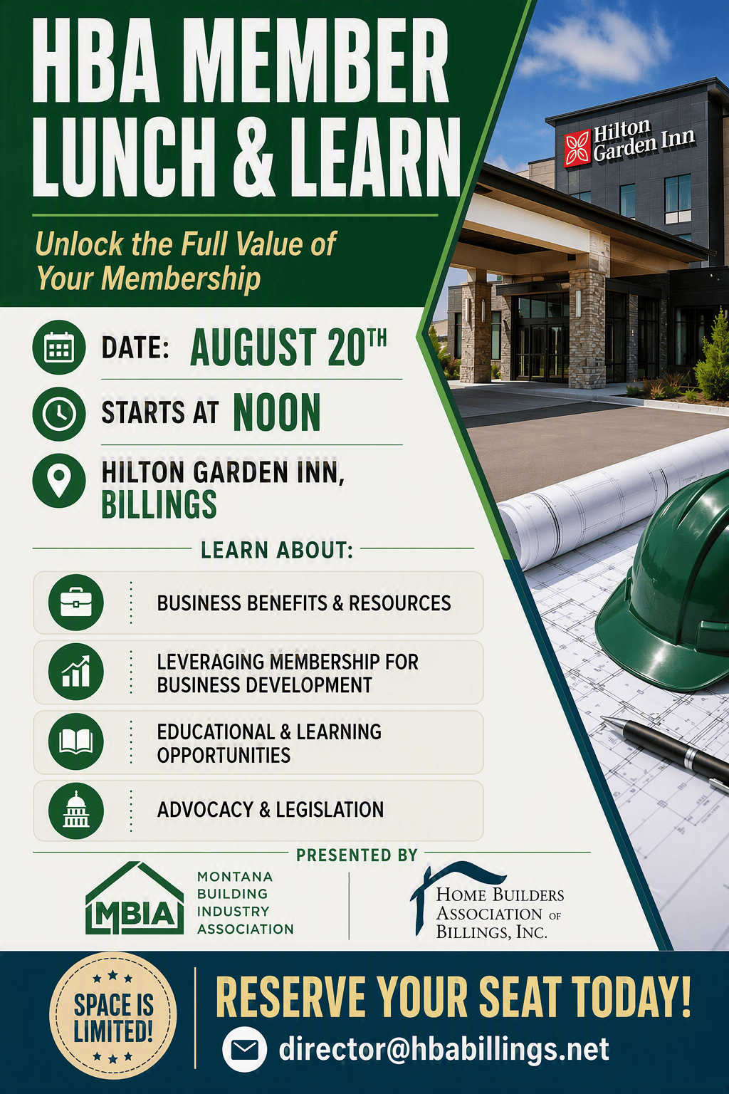 Billings Montana HBA Lunch & Learn at Hilton Garden Inn with industry resources.